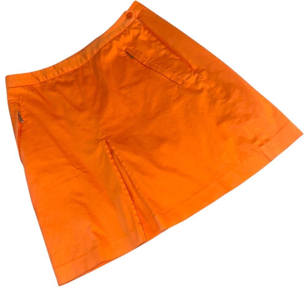 Ralph Lauren Golf Skort Sz 8 Orange Pleated Front Stretch Cotton Built In Shorts